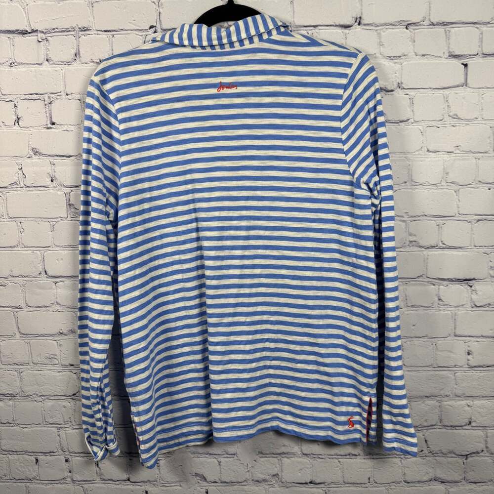 JOULES Harri Top Light Blue & White Striped V-Neck Women's Size Medium - Picture 2 of 7